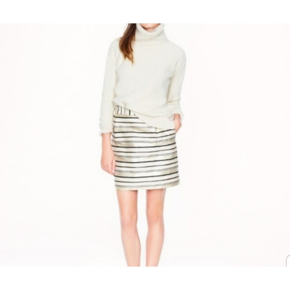 J Crew Gold stripped Mini Skirt